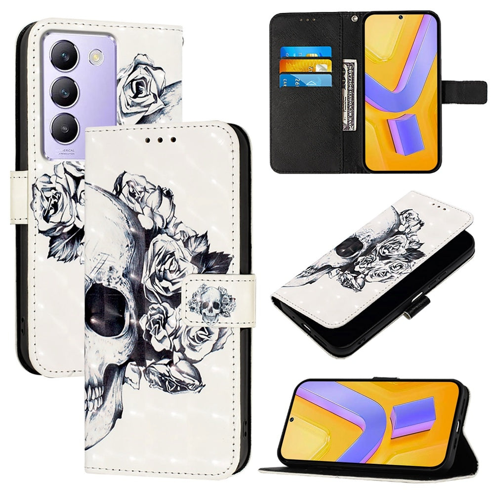 vivo Y100 5G IDN Leather Flip Phone Case with 3D Painted Design, Card Holder, Wallet & Stand Function - Durable Protection & Easy Access