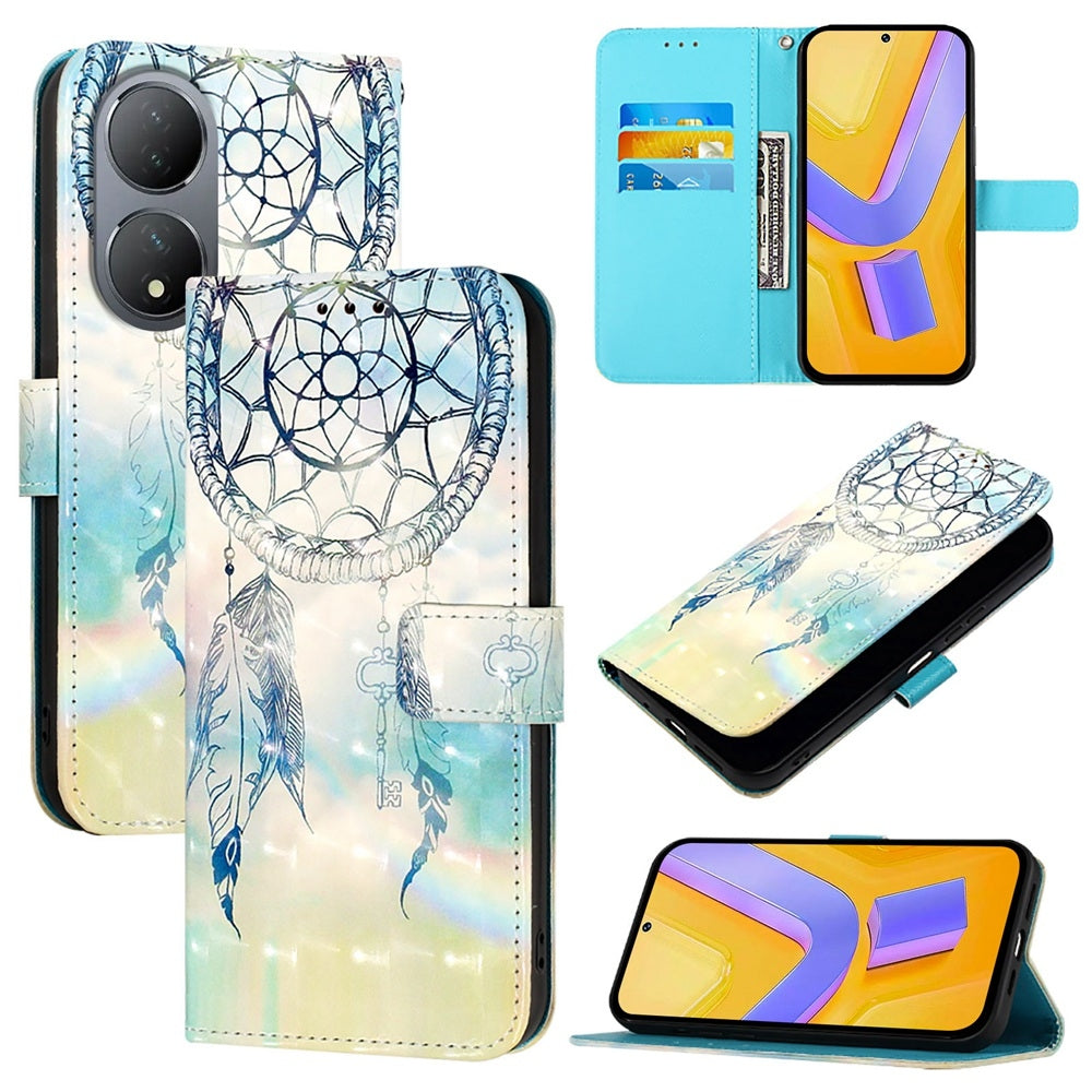 vivo Y100 5G Global Leather Flip Phone Case with 3D Painted Design, Card Holder, Wallet & Stand Function - Durable Protection & Easy Access
