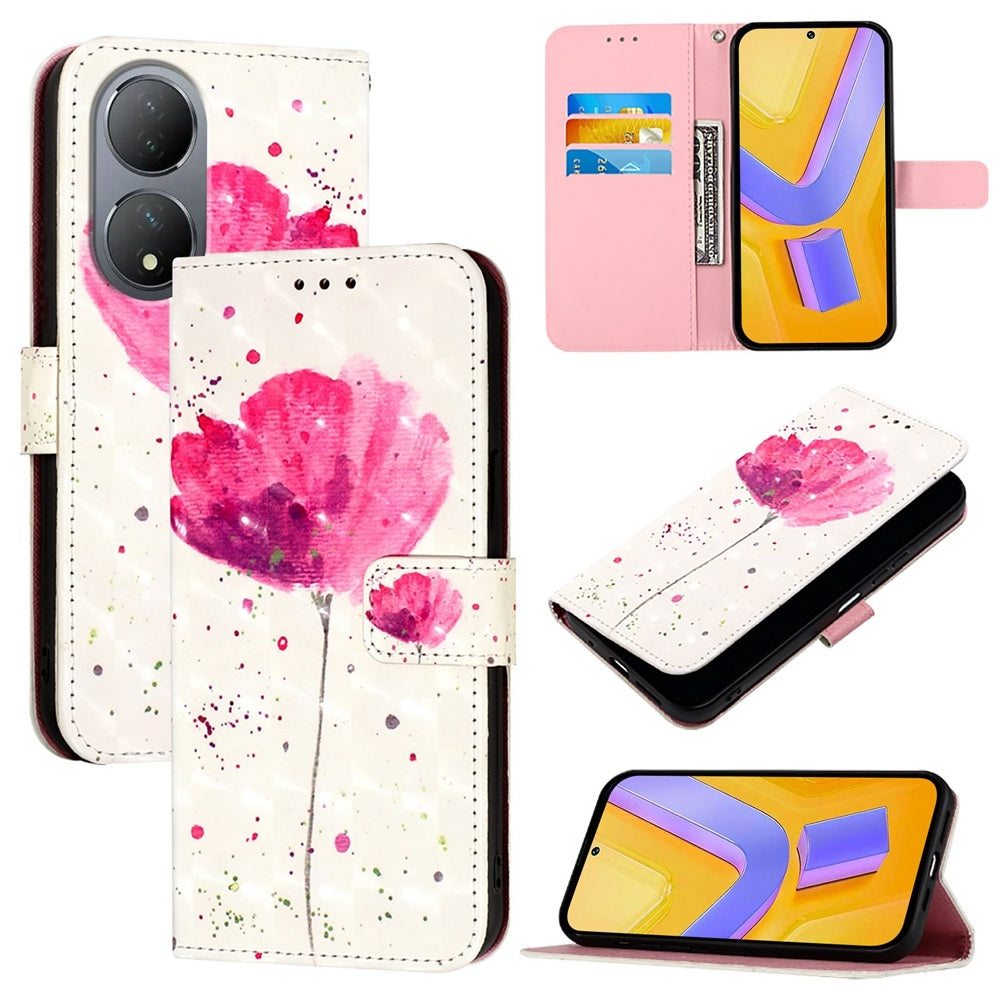 vivo Y100 5G Global Leather Flip Phone Case with 3D Painted Design, Card Holder, Wallet & Stand Function - Durable Protection & Easy Access
