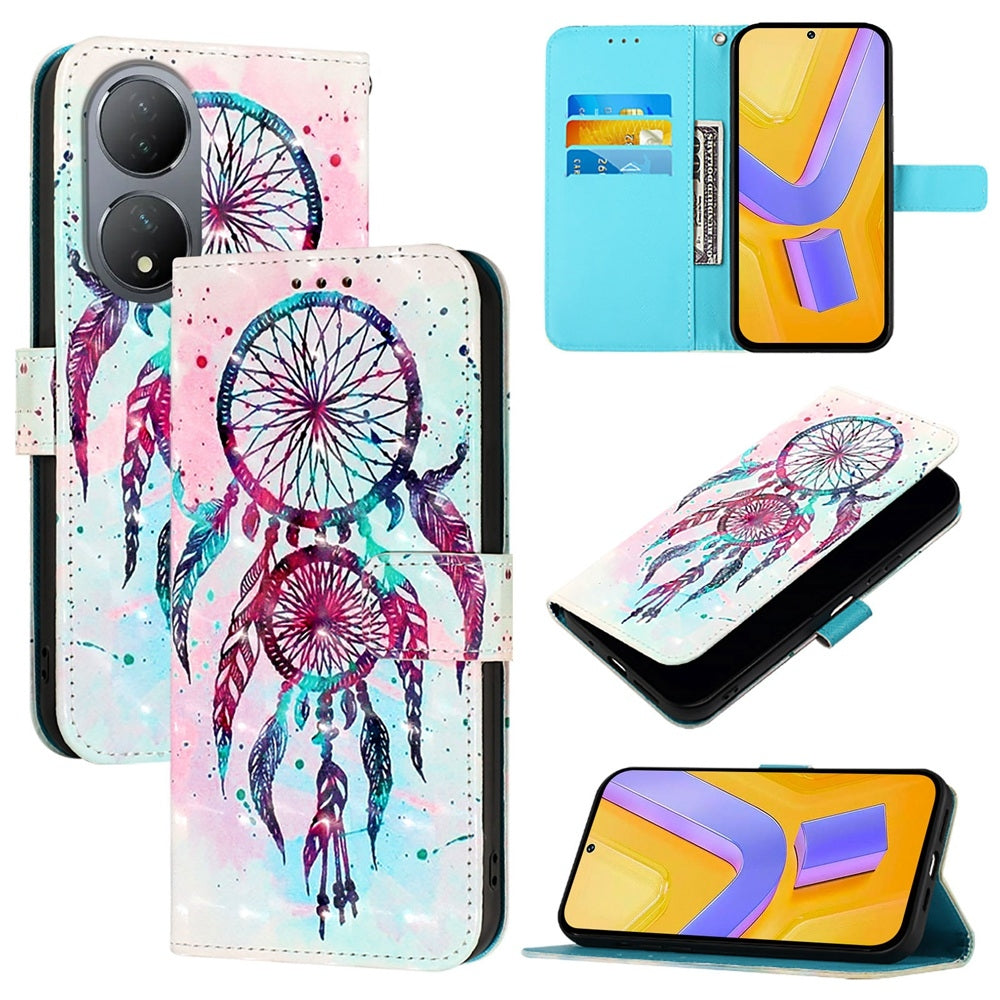 vivo Y100 5G Global Leather Flip Phone Case with 3D Painted Design, Card Holder, Wallet & Stand Function - Durable Protection & Easy Access