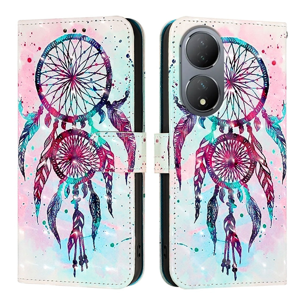 vivo Y100 5G Global Leather Flip Phone Case with 3D Painted Design, Card Holder, Wallet & Stand Function - Durable Protection & Easy Access