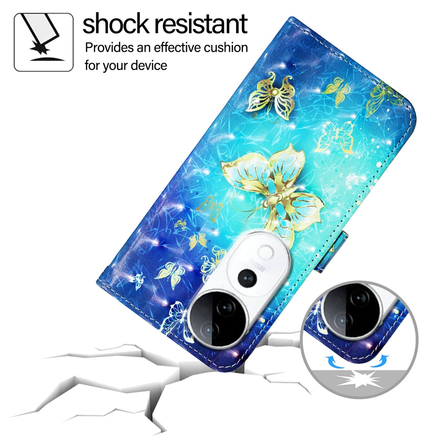 vivo S19 Pro Leather Flip Phone Case with 3D Painted Design, Card Holder, Wallet & Stand Function - Durable Protection & Easy Access