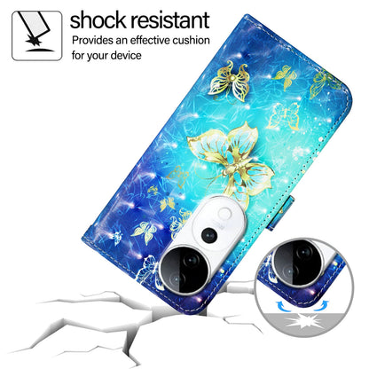 vivo S19 Pro Leather Flip Phone Case with 3D Painted Design, Card Holder, Wallet & Stand Function - Durable Protection & Easy Access