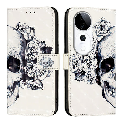 vivo S19 Pro Leather Flip Phone Case with 3D Painted Design, Card Holder, Wallet & Stand Function - Durable Protection & Easy Access