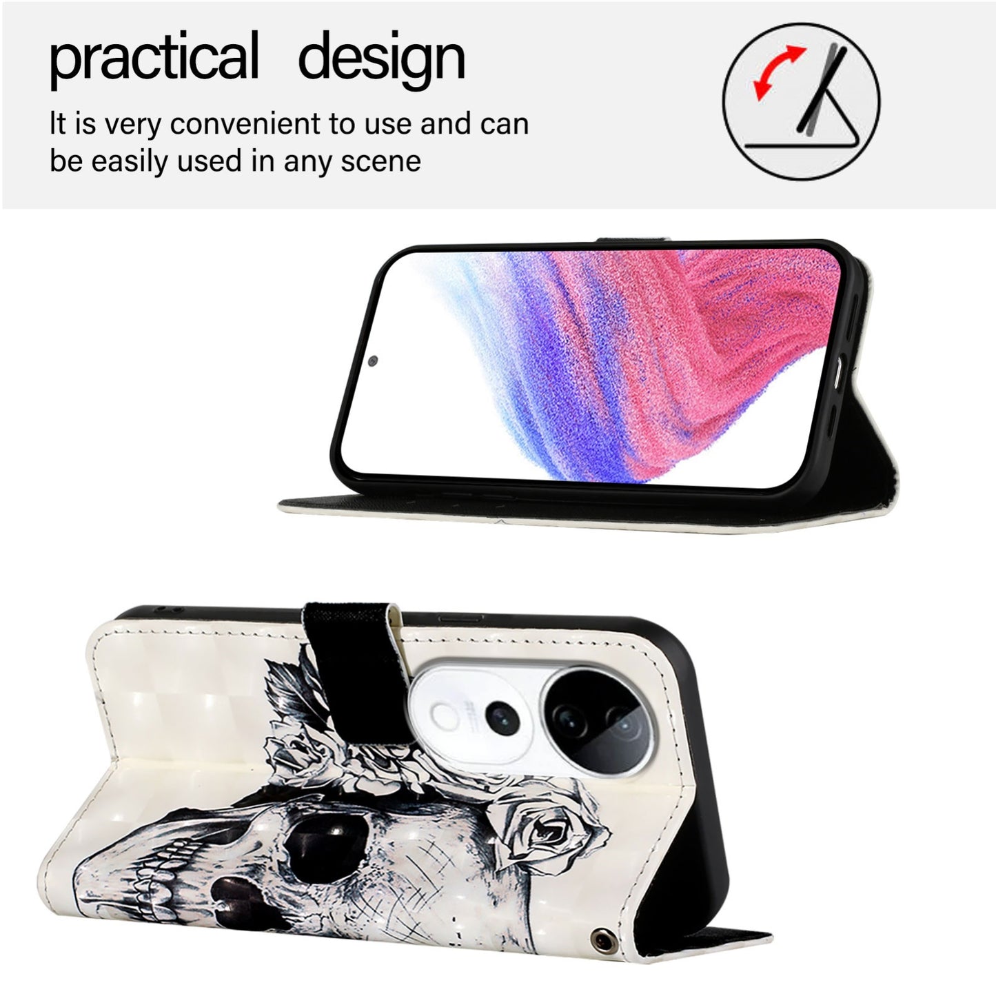 vivo S19 Pro Leather Flip Phone Case with 3D Painted Design, Card Holder, Wallet & Stand Function - Durable Protection & Easy Access