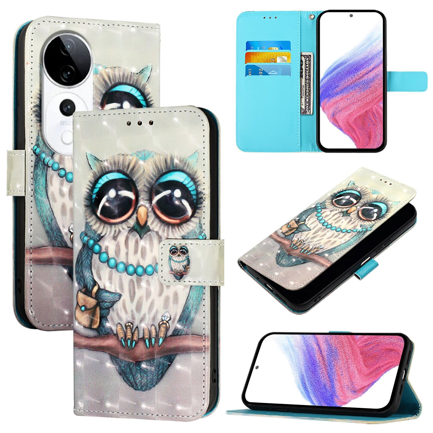 vivo S19 Pro Leather Flip Phone Case with 3D Painted Design, Card Holder, Wallet & Stand Function - Durable Protection & Easy Access