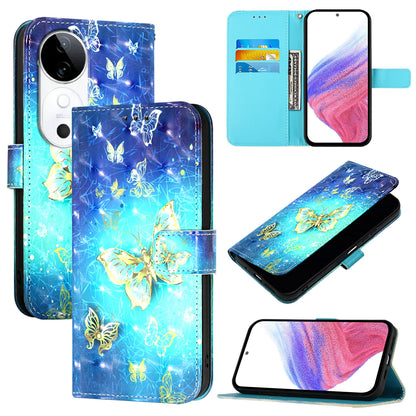 vivo S19 Leather Flip Phone Case with 3D Painted Design, Card Holder, Wallet & Stand Function - Durable Protection & Easy Access