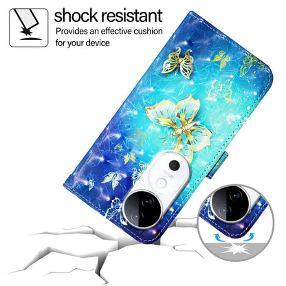 vivo S19 Leather Flip Phone Case with 3D Painted Design, Card Holder, Wallet & Stand Function - Durable Protection & Easy Access