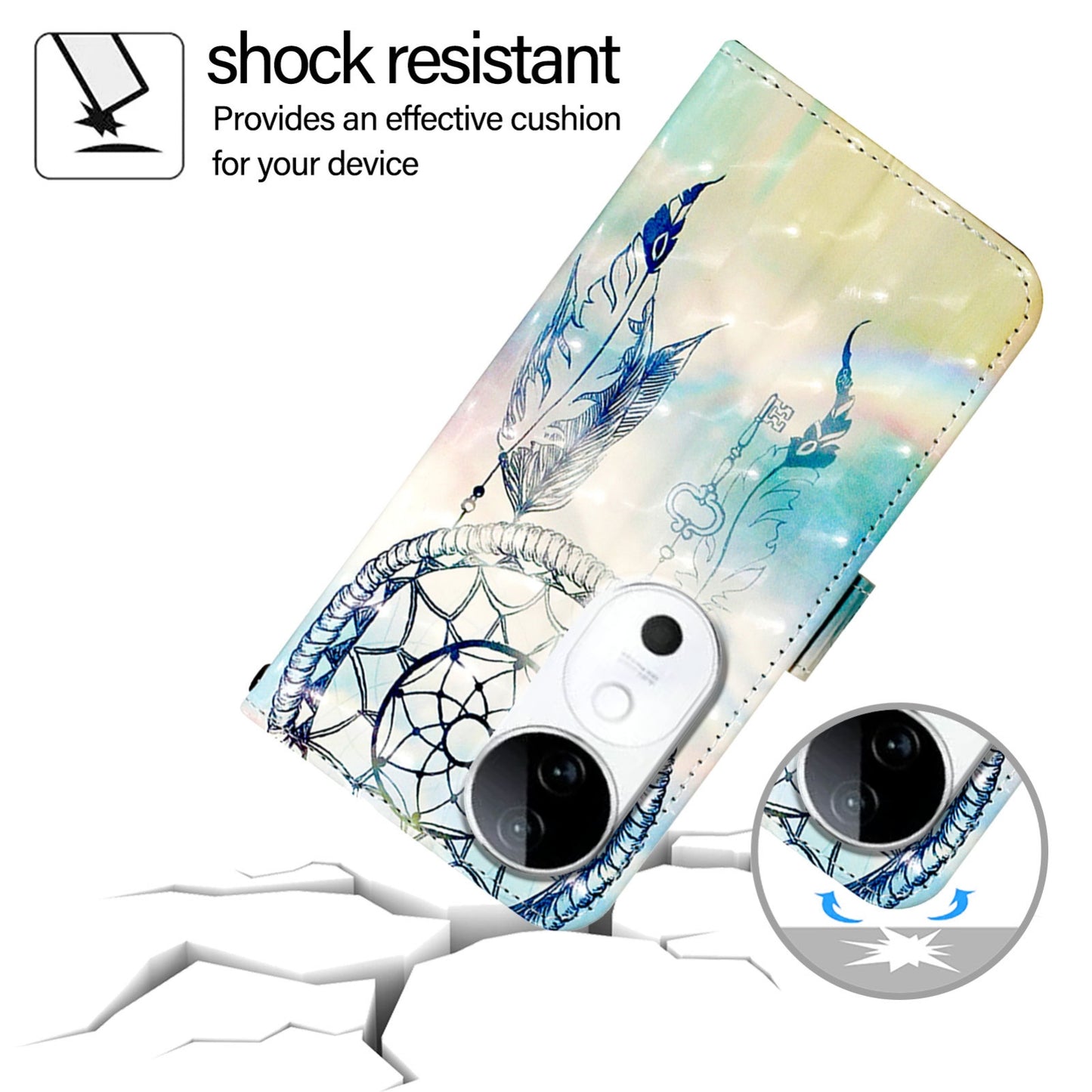 vivo S19 Leather Flip Phone Case with 3D Painted Design, Card Holder, Wallet & Stand Function - Durable Protection & Easy Access