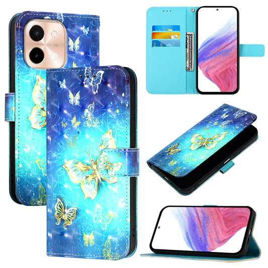For vivo Y28 4G Leather Flip Phone Case with 3D Painted Design, Card Holder, Wallet & Stand Function - Durable Protection & Easy Access