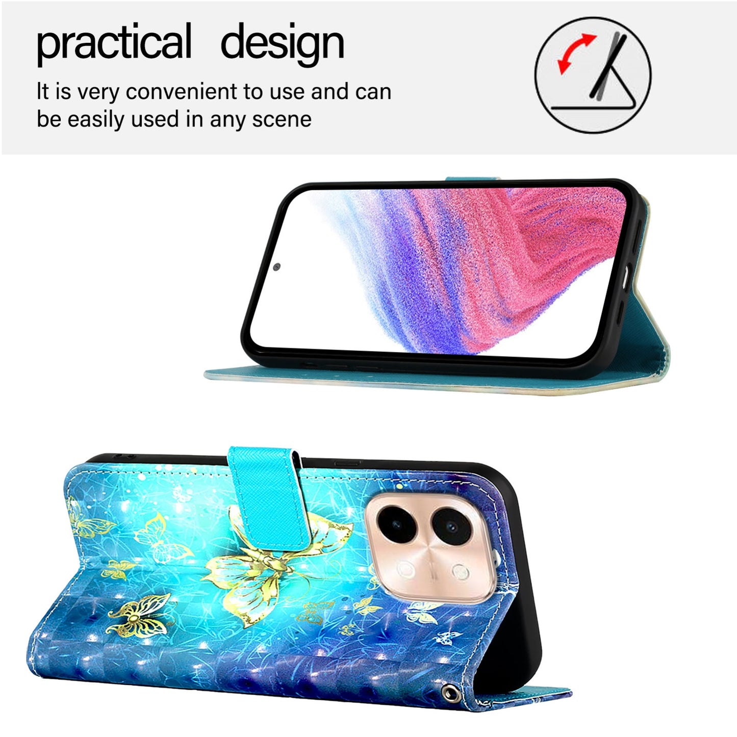 For vivo Y28 4G Leather Flip Phone Case with 3D Painted Design, Card Holder, Wallet & Stand Function - Durable Protection & Easy Access