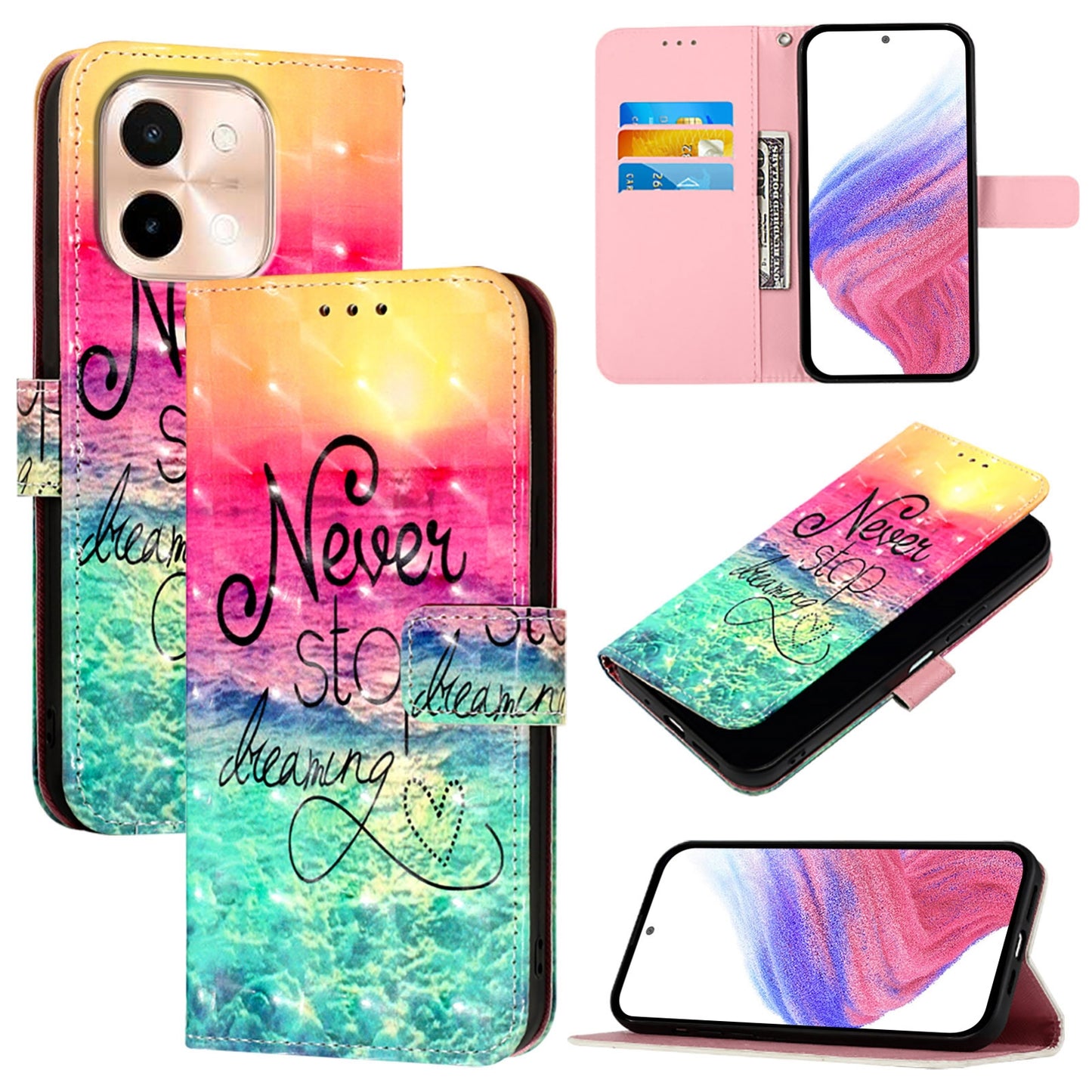 For vivo Y28 4G Leather Flip Phone Case with 3D Painted Design, Card Holder, Wallet & Stand Function - Durable Protection & Easy Access