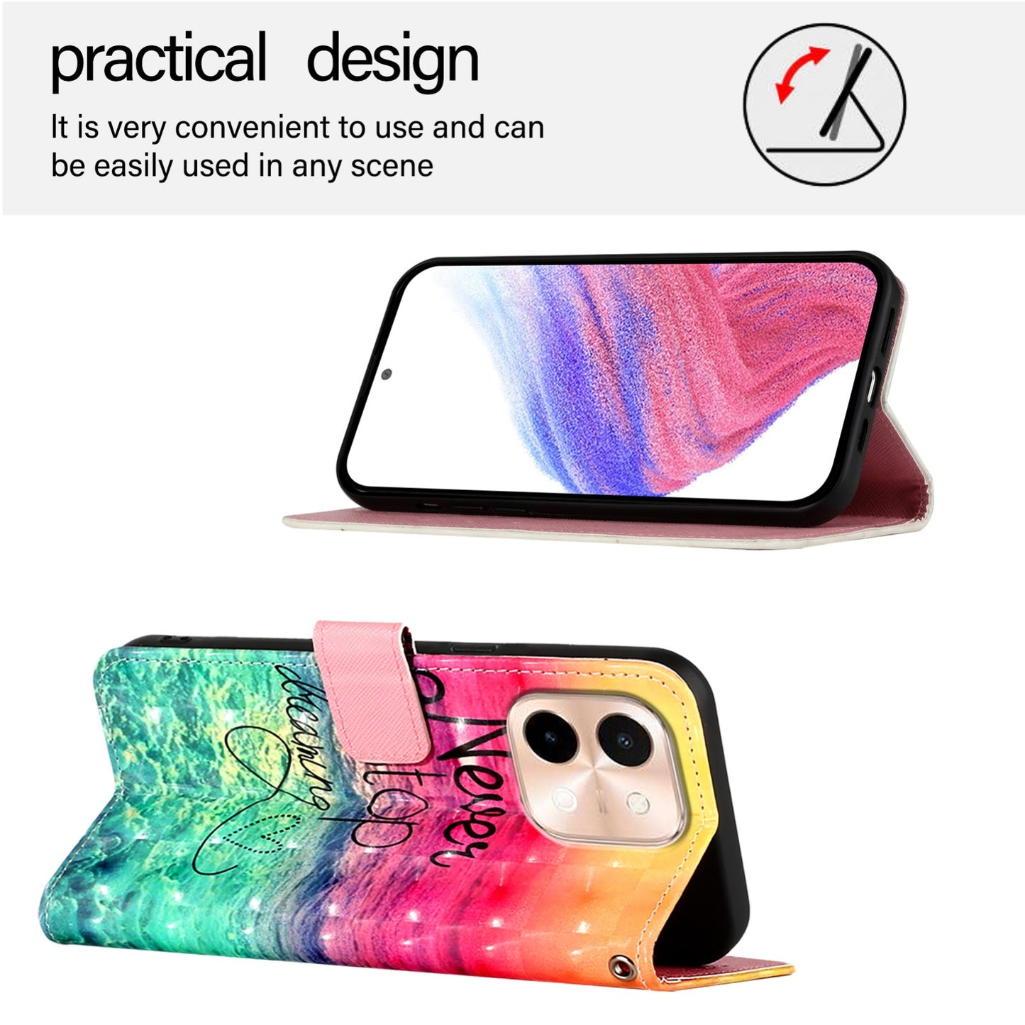For vivo Y28 4G Leather Flip Phone Case with 3D Painted Design, Card Holder, Wallet & Stand Function - Durable Protection & Easy Access