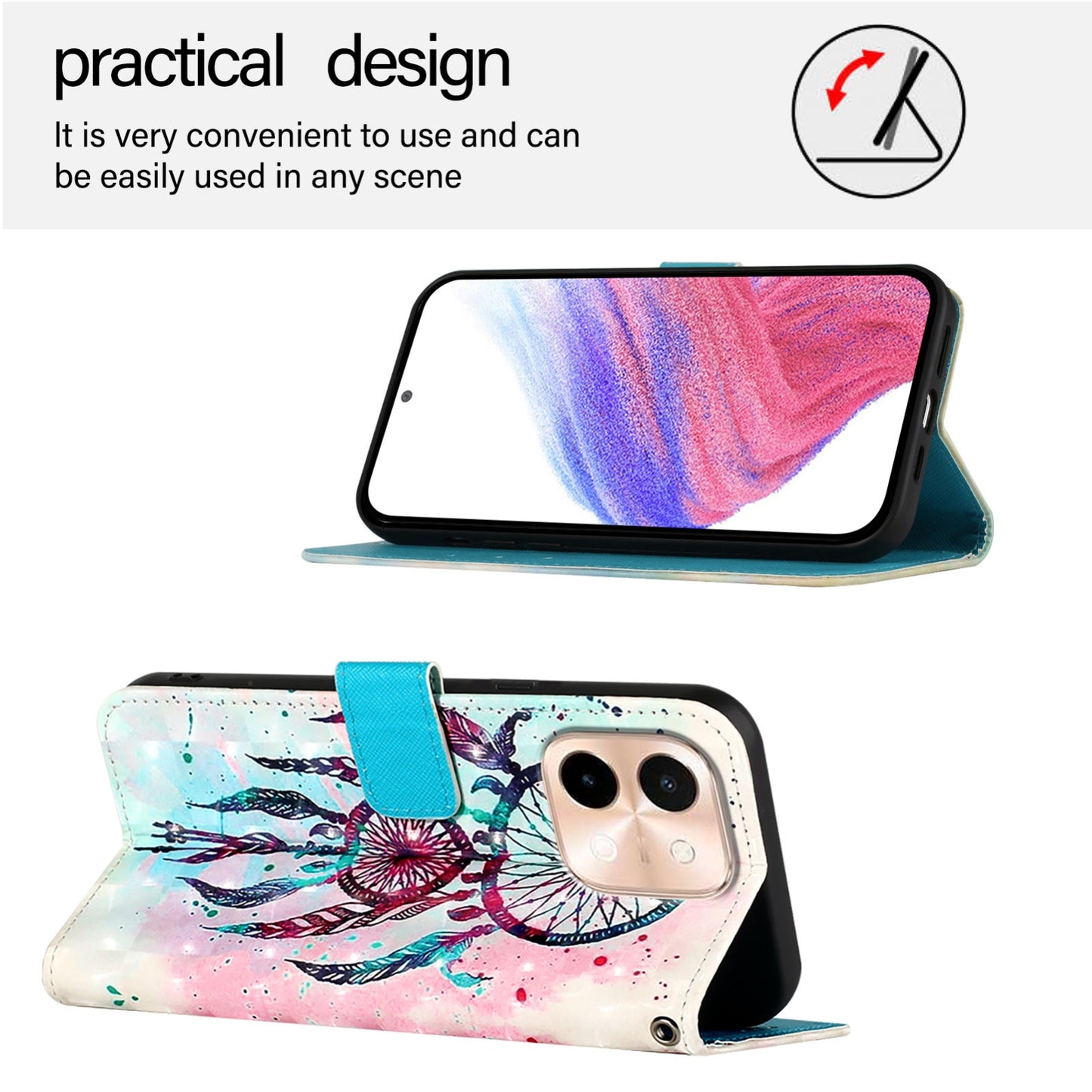 For vivo Y28 4G Leather Flip Phone Case with 3D Painted Design, Card Holder, Wallet & Stand Function - Durable Protection & Easy Access