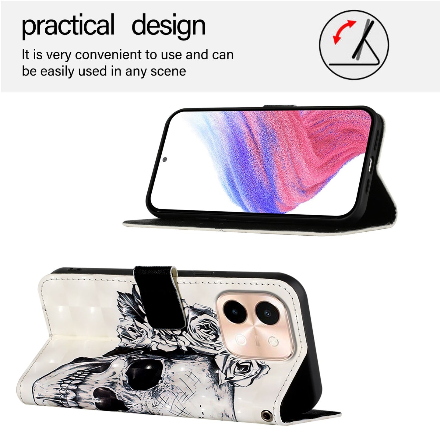 For vivo Y28 4G Leather Flip Phone Case with 3D Painted Design, Card Holder, Wallet & Stand Function - Durable Protection & Easy Access