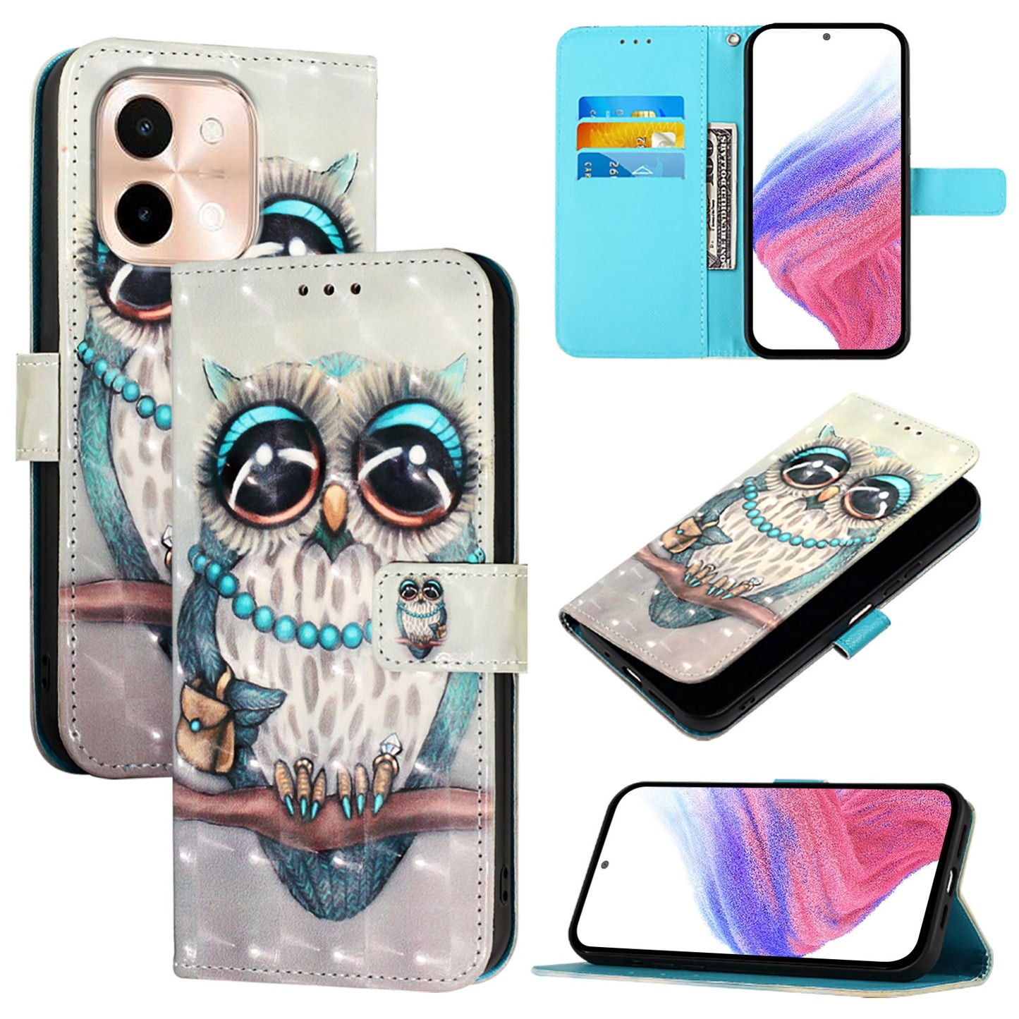 For vivo Y28 4G Leather Flip Phone Case with 3D Painted Design, Card Holder, Wallet & Stand Function - Durable Protection & Easy Access