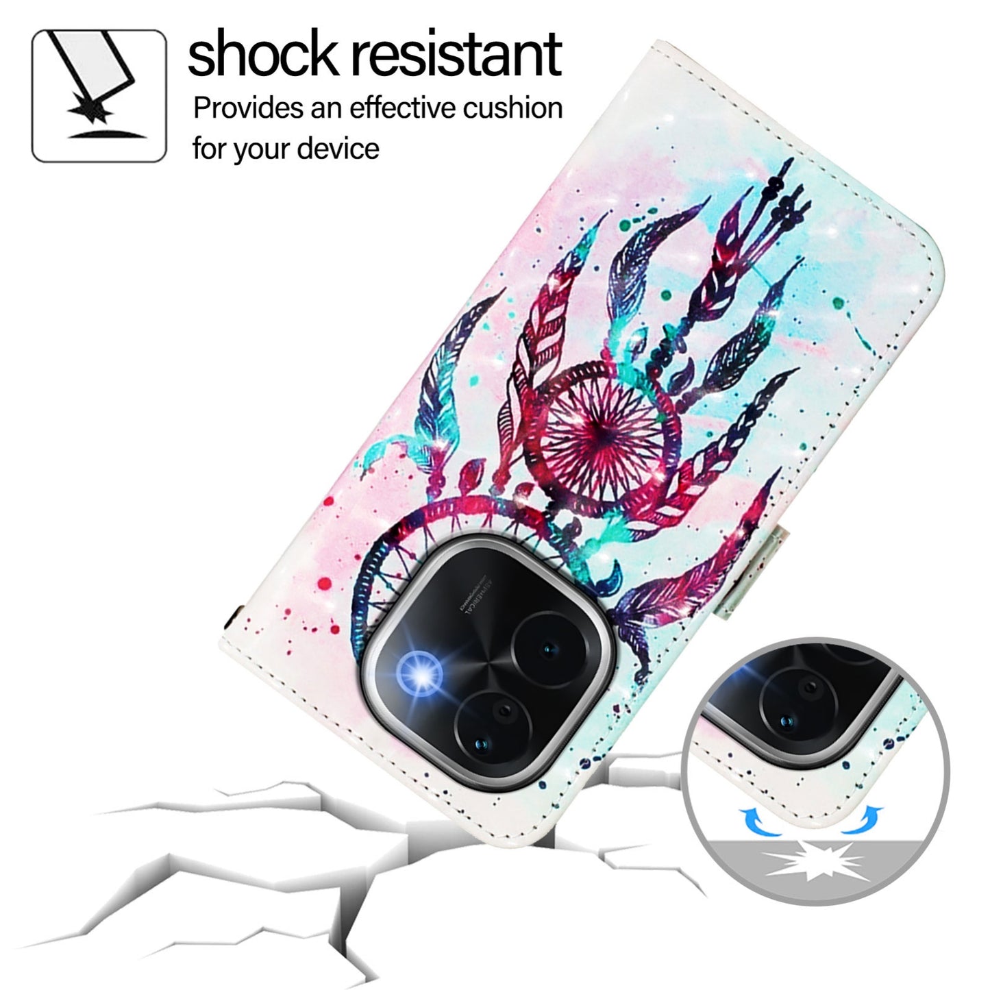 vivo iQOO Z9s Pro 5G India Leather Flip Phone Case with 3D Painted Design, Card Holder, Wallet & Stand Function - Durable Protection & Easy Access