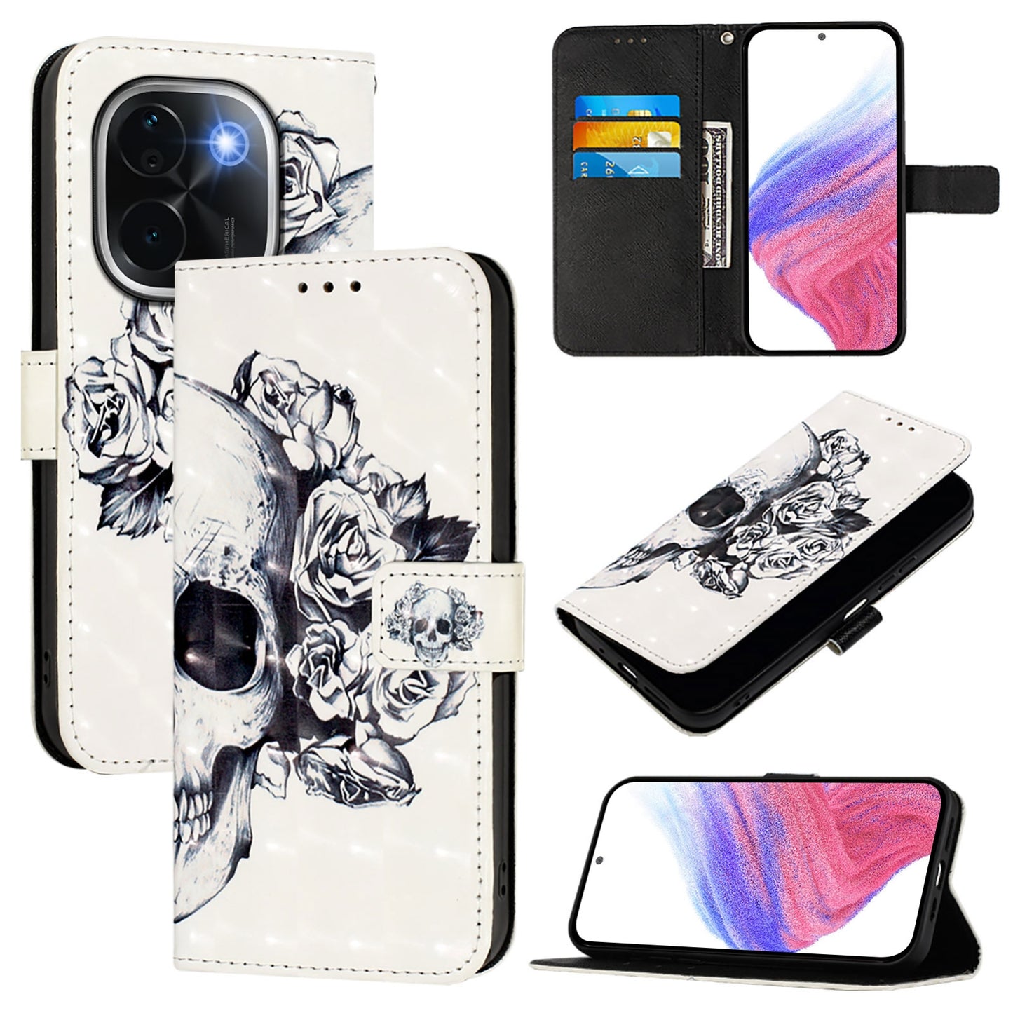 vivo iQOO Z9s Pro 5G India Leather Flip Phone Case with 3D Painted Design, Card Holder, Wallet & Stand Function - Durable Protection & Easy Access