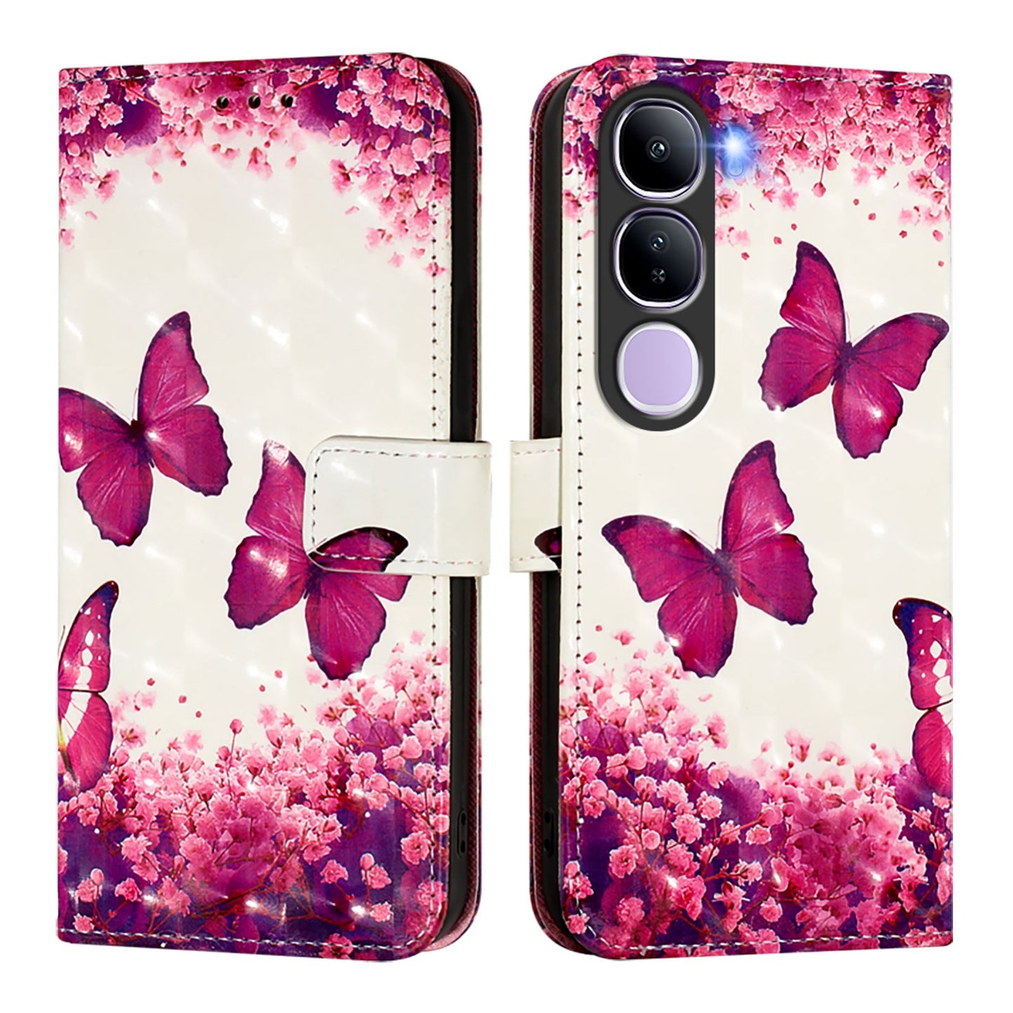 vivo V40 Lite 5G IDN Leather Flip Phone Case with 3D Painted Design, Card Holder, Wallet & Stand Function - Durable Protection & Easy Access