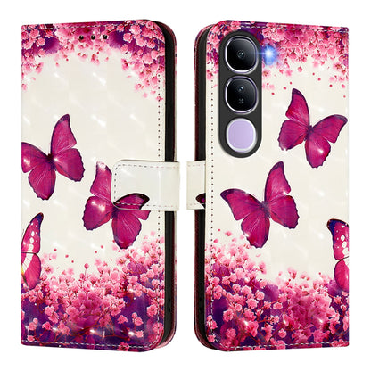 vivo V40 Lite 5G IDN Leather Flip Phone Case with 3D Painted Design, Card Holder, Wallet & Stand Function - Durable Protection & Easy Access