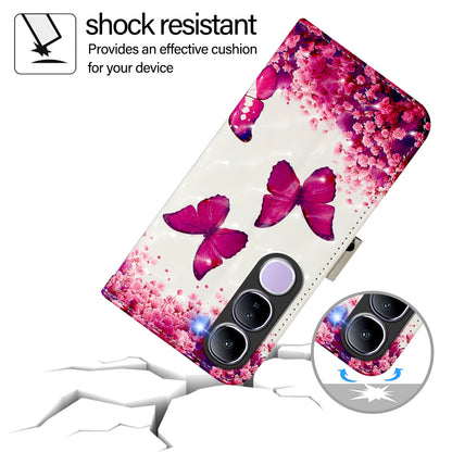 vivo V40 Lite 5G IDN Leather Flip Phone Case with 3D Painted Design, Card Holder, Wallet & Stand Function - Durable Protection & Easy Access