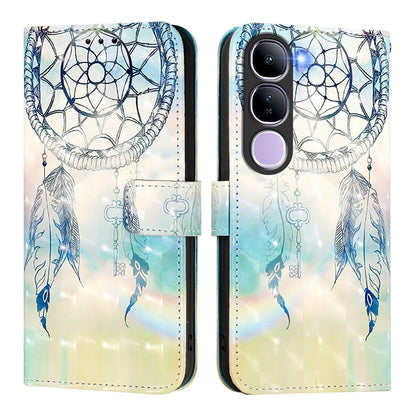 vivo V40 Lite 5G IDN Leather Flip Phone Case with 3D Painted Design, Card Holder, Wallet & Stand Function - Durable Protection & Easy Access