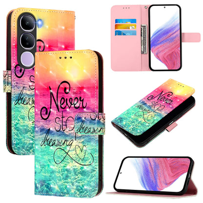 vivo V40 Lite 5G IDN Leather Flip Phone Case with 3D Painted Design, Card Holder, Wallet & Stand Function - Durable Protection & Easy Access