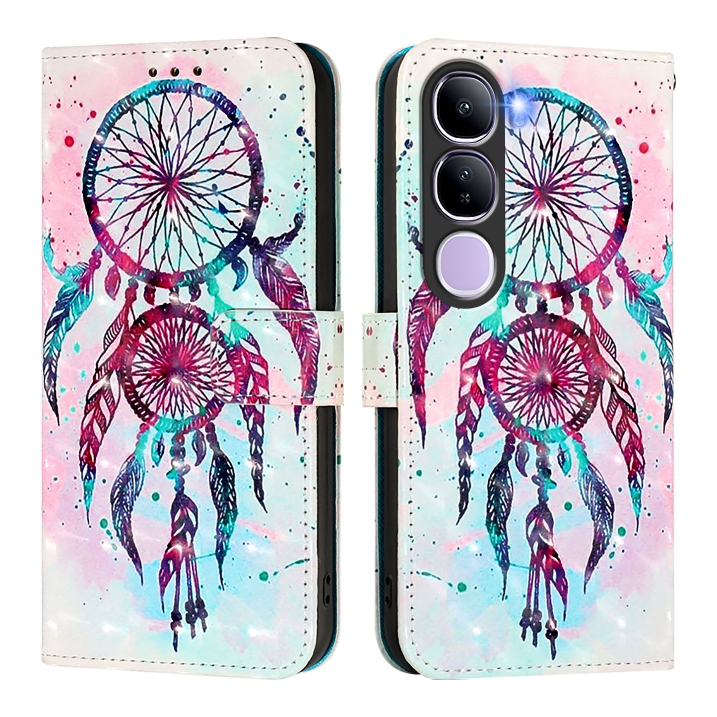 vivo V40 Lite 5G IDN Leather Flip Phone Case with 3D Painted Design, Card Holder, Wallet & Stand Function - Durable Protection & Easy Access