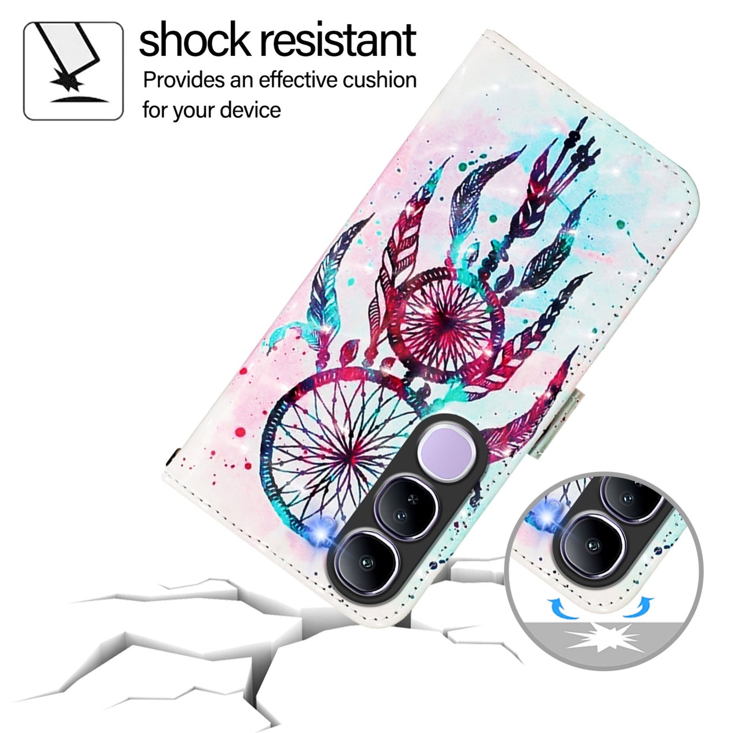 vivo V40 Lite 5G IDN Leather Flip Phone Case with 3D Painted Design, Card Holder, Wallet & Stand Function - Durable Protection & Easy Access