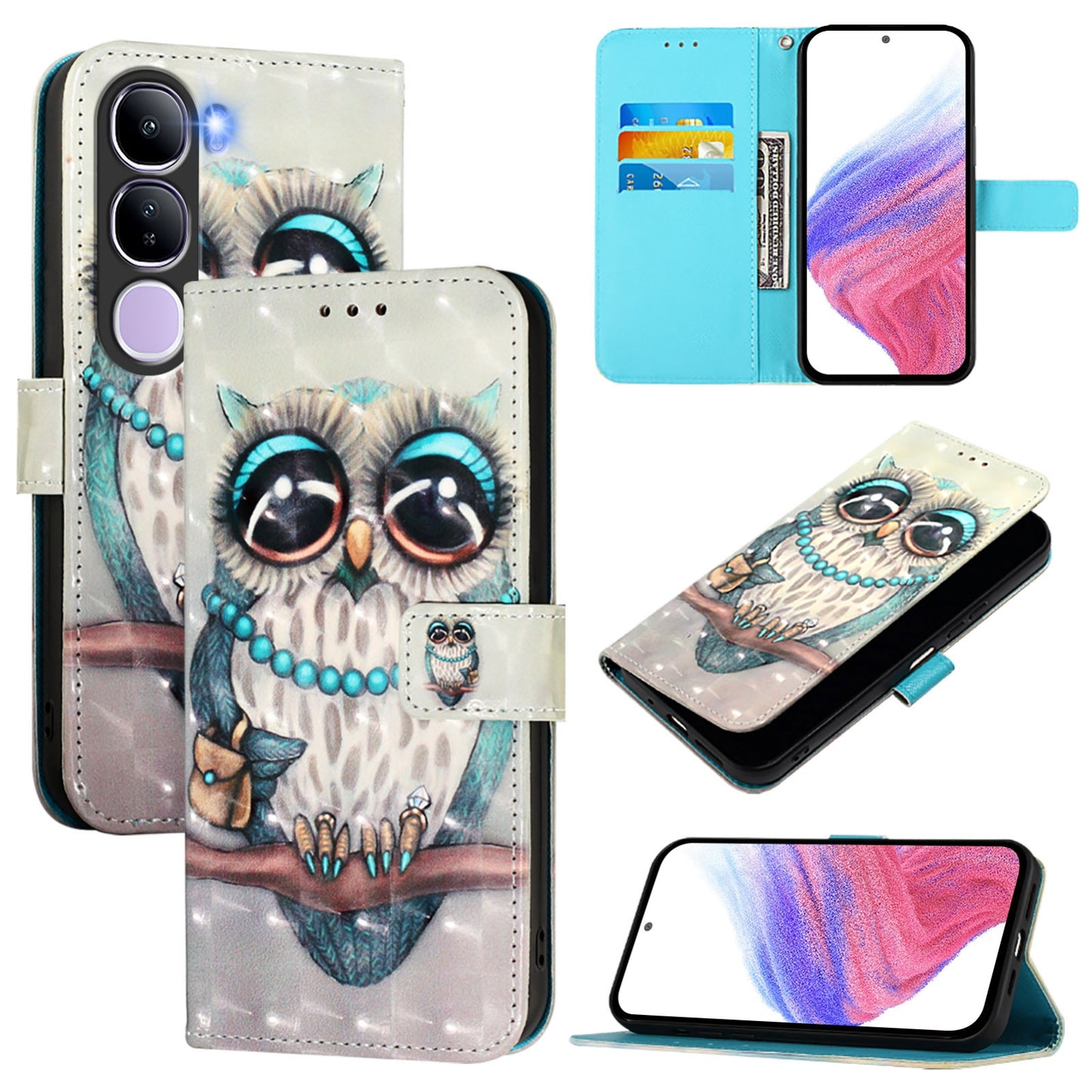 vivo V40 Lite 5G IDN Leather Flip Phone Case with 3D Painted Design, Card Holder, Wallet & Stand Function - Durable Protection & Easy Access