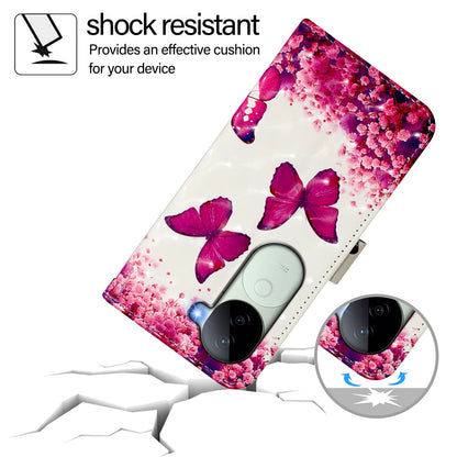 vivo V40e 5G India Leather Flip Phone Case with 3D Painted Design, Card Holder, Wallet & Stand Function - Durable Protection & Easy Access