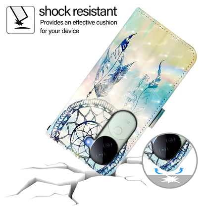 vivo V40e 5G India Leather Flip Phone Case with 3D Painted Design, Card Holder, Wallet & Stand Function - Durable Protection & Easy Access