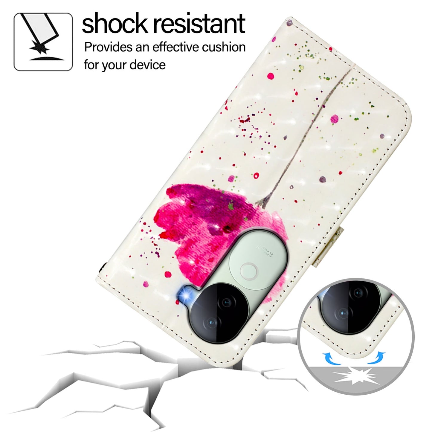 vivo V40e 5G India Leather Flip Phone Case with 3D Painted Design, Card Holder, Wallet & Stand Function - Durable Protection & Easy Access