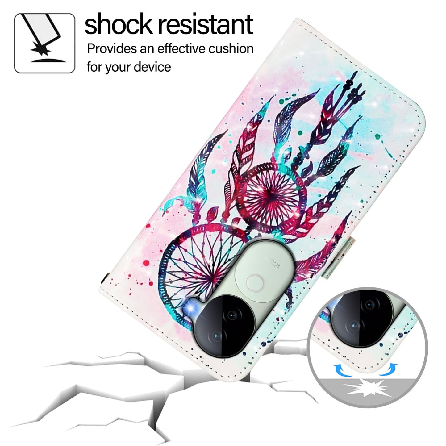 vivo V40e 5G India Leather Flip Phone Case with 3D Painted Design, Card Holder, Wallet & Stand Function - Durable Protection & Easy Access