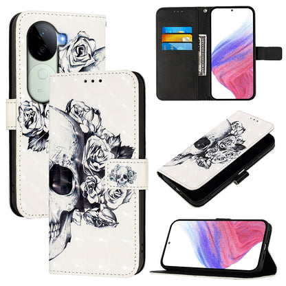 vivo V40e 5G India Leather Flip Phone Case with 3D Painted Design, Card Holder, Wallet & Stand Function - Durable Protection & Easy Access