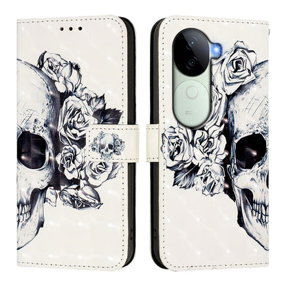 vivo V40e 5G India Leather Flip Phone Case with 3D Painted Design, Card Holder, Wallet & Stand Function - Durable Protection & Easy Access