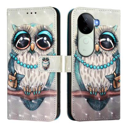 vivo V40e 5G India Leather Flip Phone Case with 3D Painted Design, Card Holder, Wallet & Stand Function - Durable Protection & Easy Access