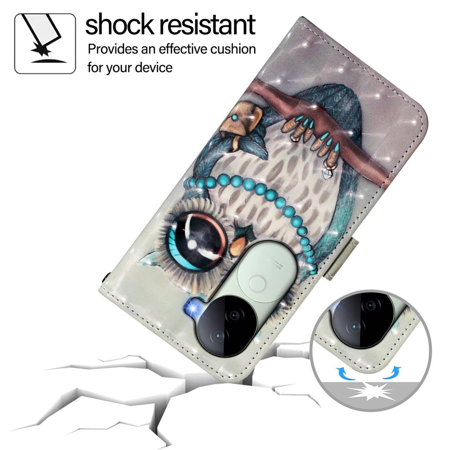 vivo V40e 5G India Leather Flip Phone Case with 3D Painted Design, Card Holder, Wallet & Stand Function - Durable Protection & Easy Access