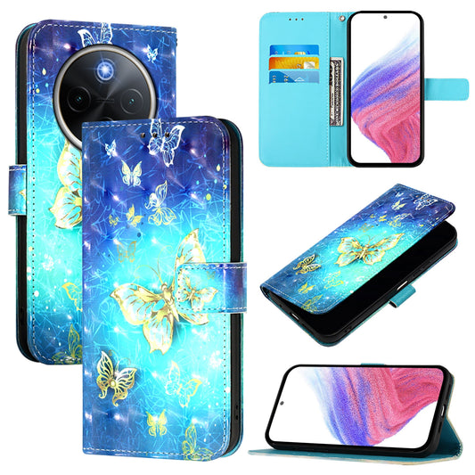 For vivo Y300 Pro Leather Flip Phone Case with 3D Painted Design, Card Holder, Wallet & Stand Function - Durable Protection & Easy Access