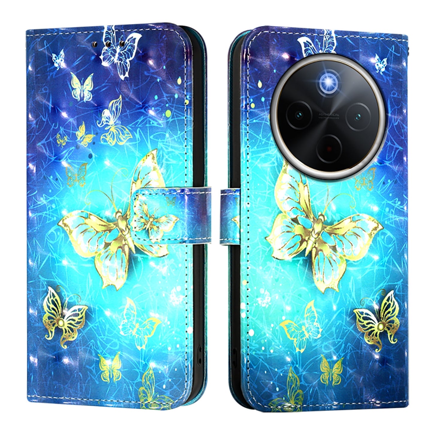 For vivo Y300 Pro Leather Flip Phone Case with 3D Painted Design, Card Holder, Wallet & Stand Function - Durable Protection & Easy Access