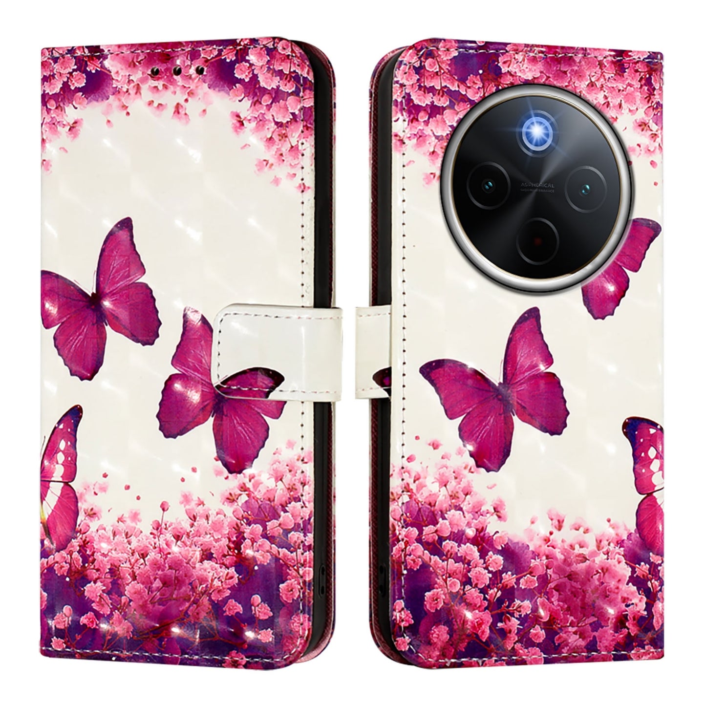 For vivo Y300 Pro Leather Flip Phone Case with 3D Painted Design, Card Holder, Wallet & Stand Function - Durable Protection & Easy Access