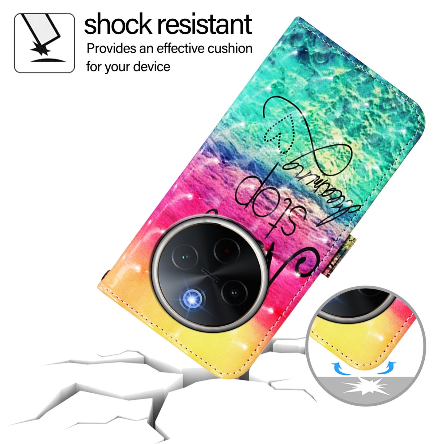 For vivo Y300 Pro Leather Flip Phone Case with 3D Painted Design, Card Holder, Wallet & Stand Function - Durable Protection & Easy Access