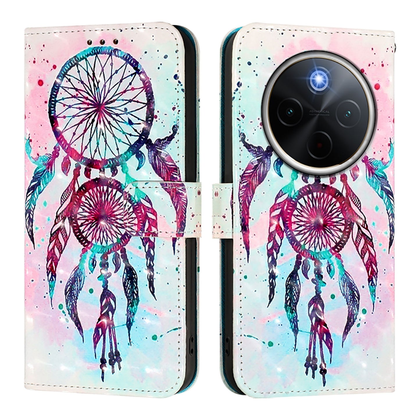 For vivo Y300 Pro Leather Flip Phone Case with 3D Painted Design, Card Holder, Wallet & Stand Function - Durable Protection & Easy Access