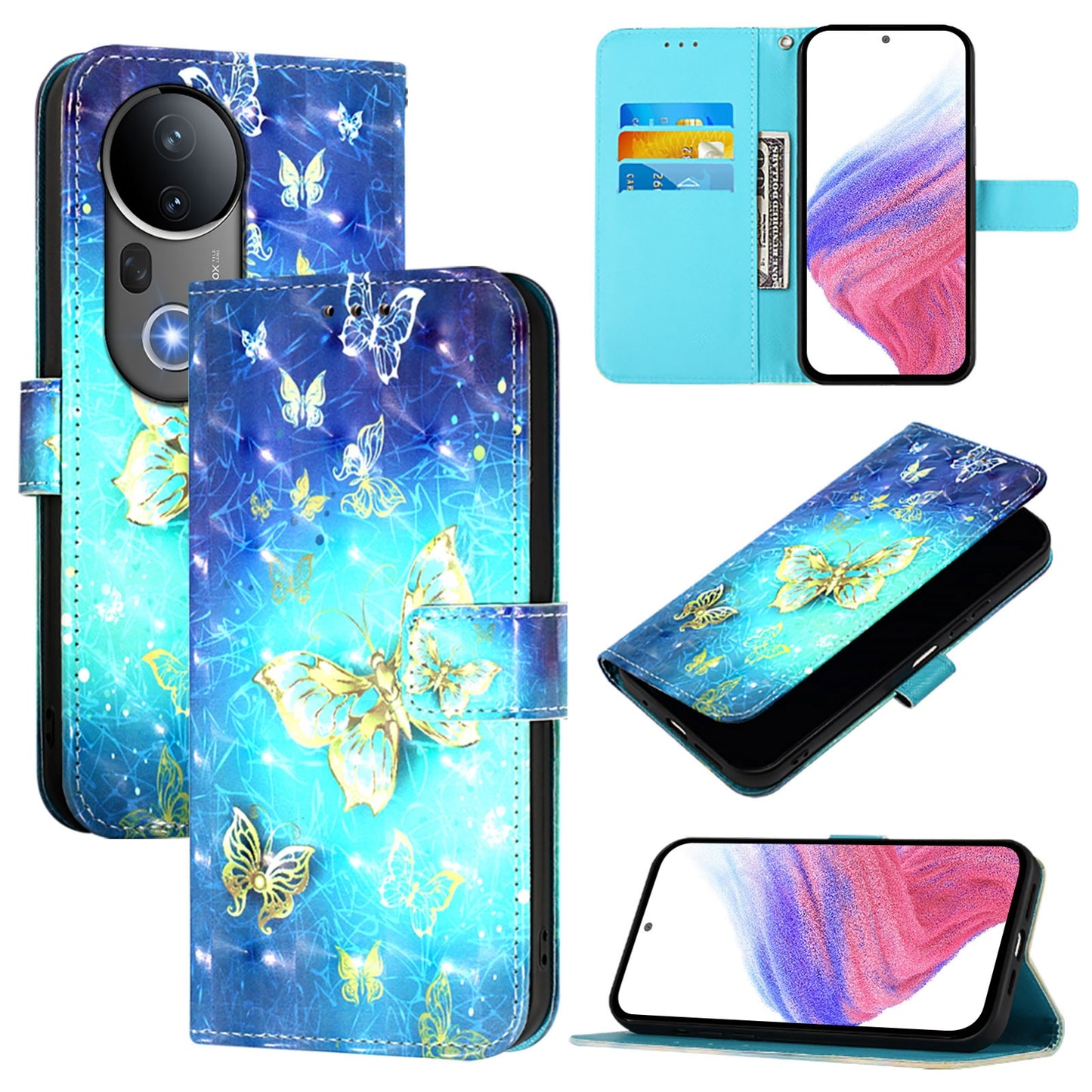 vivo S20 Pro Leather Flip Phone Case with 3D Painted Design, Card Holder, Wallet & Stand Function - Durable Protection & Easy Access