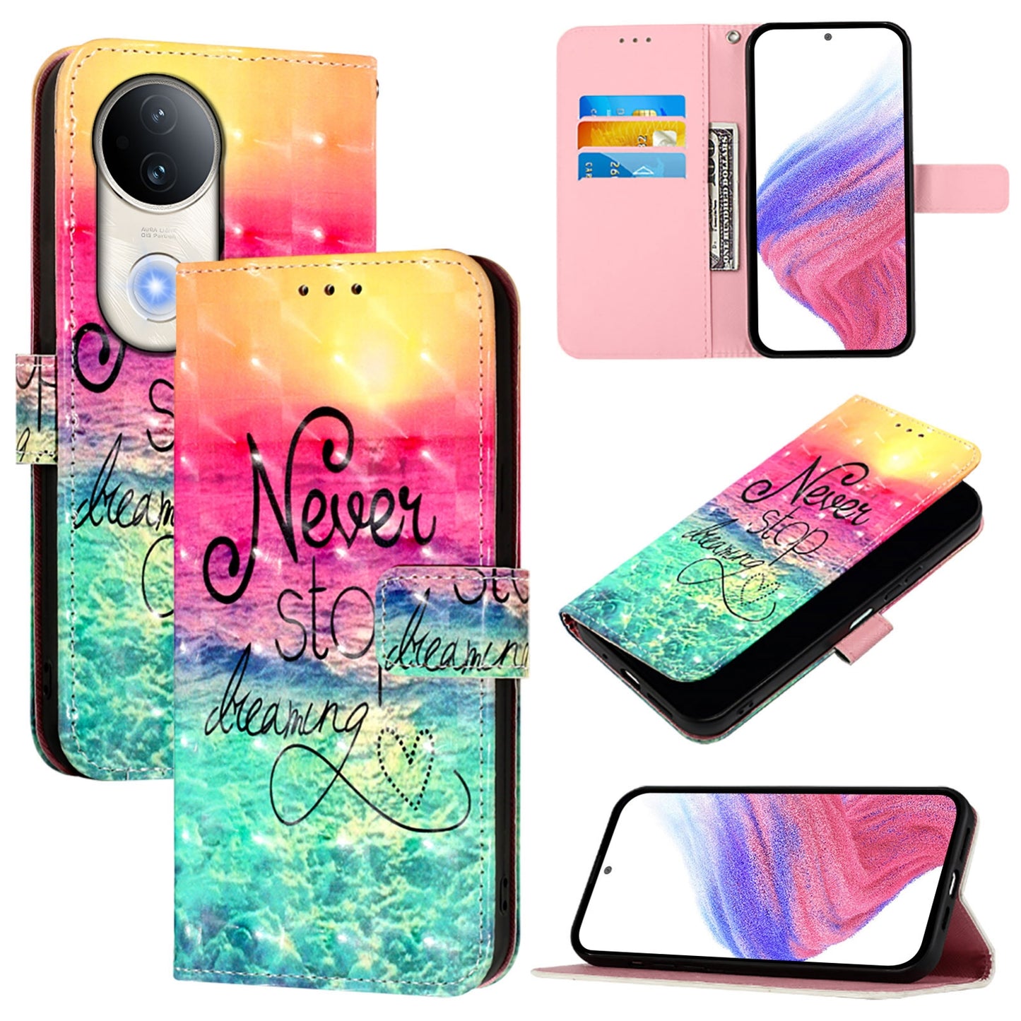 vivo S20 Leather Flip Phone Case with 3D Painted Design, Card Holder, Wallet & Stand Function - Durable Protection & Easy Access