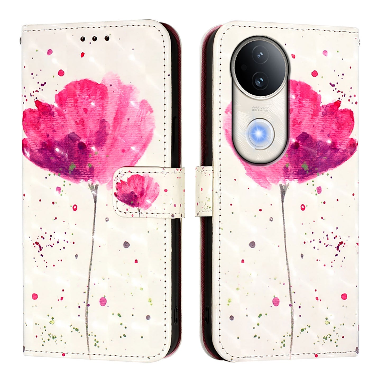 vivo S20 Leather Flip Phone Case with 3D Painted Design, Card Holder, Wallet & Stand Function - Durable Protection & Easy Access