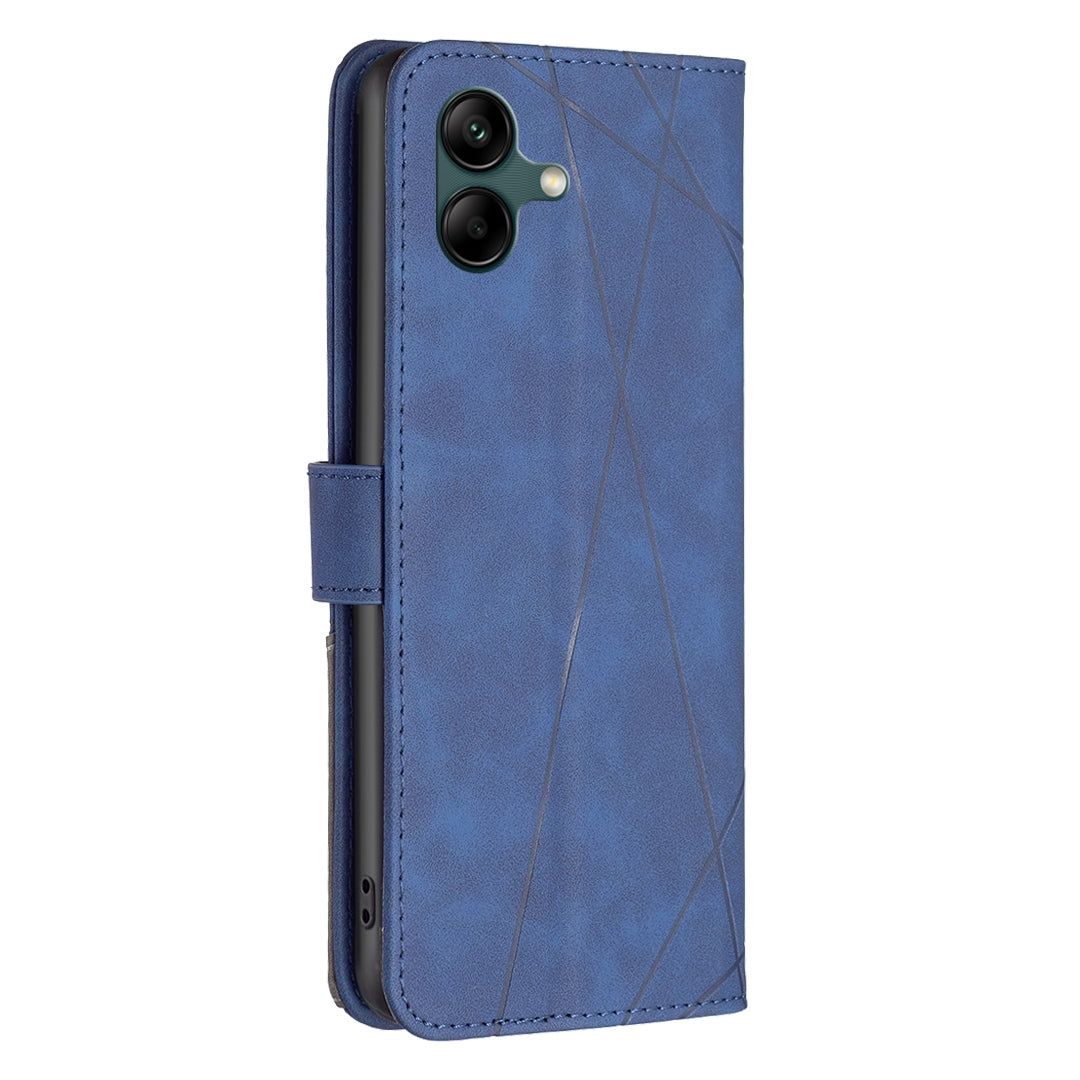 Samsung Galaxy A06 Rhombus Texture Leather Phone Case with Magnetic Buckle and Card Holder