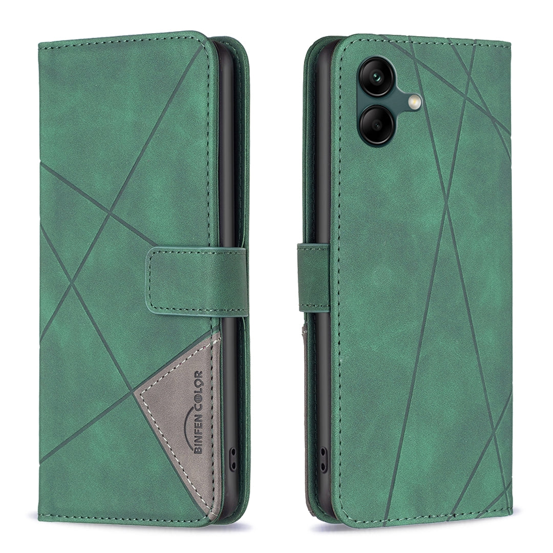 Samsung Galaxy A06 Rhombus Texture Leather Phone Case with Magnetic Buckle and Card Holder