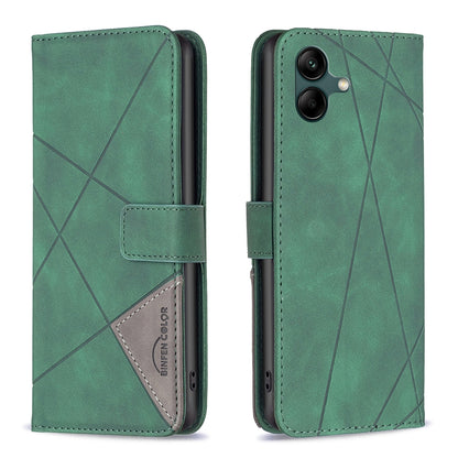 Samsung Galaxy A06 Rhombus Texture Leather Phone Case with Magnetic Buckle and Card Holder