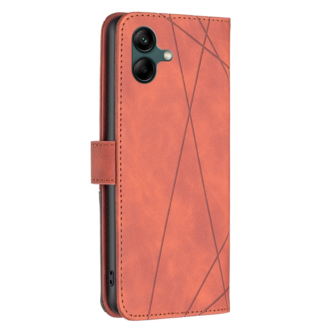 Samsung Galaxy A06 Rhombus Texture Leather Phone Case with Magnetic Buckle and Card Holder